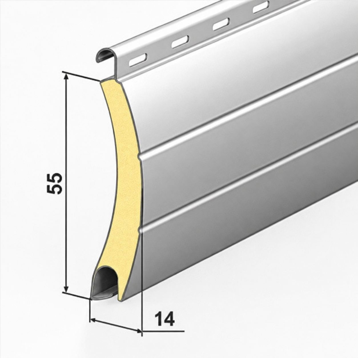 Detaliu 2 — Ușă garaj automată 3200 × 2500, lamele ABBA 55 mm, maro 8014, maro 8019